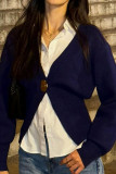 Deep V-neck Long Sleeved Knitted Sweater