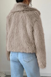 Fleece Long Sleeved Solid Color Coat