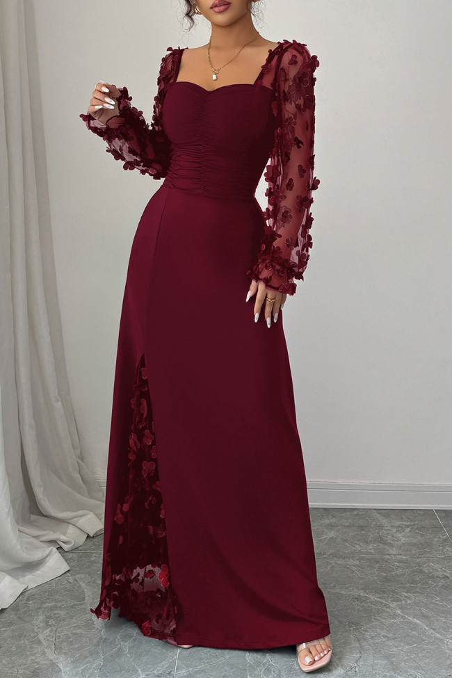 Hollow Long Sleeved Maxi Dress