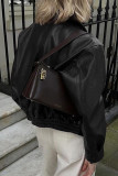 Vacation Style Long Sleeved Leather Jacket