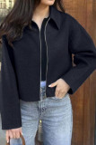Solid Color Long Sleeved Lapel Jacket