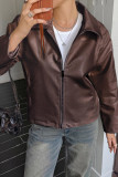 Simple Long Sleeved Leather Jacket