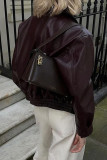 Vacation Style Long Sleeved Leather Jacket
