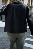 Simple Long Sleeved Leather Jacket