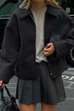 Solid Color Long Sleeved Lapel Jacket