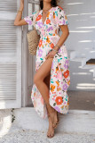 V-Neck High Waisted Maxi Dress
