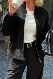 Solid Color Zipper Cardigan Long Sleeved Jacket