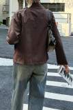 Simple Long Sleeved Leather Jacket