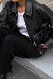 Vacation Style Long Sleeved Leather Jacket