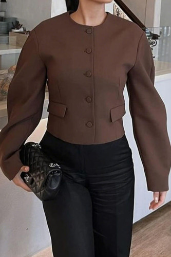 Solid Color Long Sleeved Cardigan Jacket