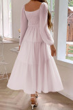 U-neck Chiffon Long Sleeved Dress