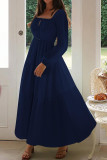 U-neck Chiffon Long Sleeved Dress