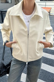Simple Long Sleeved Leather Jacket