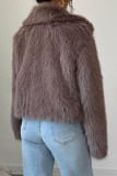 Fleece Long Sleeved Solid Color Coat