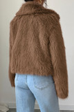 Fleece Long Sleeved Solid Color Coat