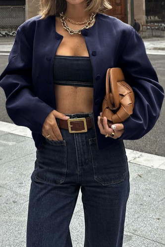 Solid Color Long Sleeved Cardigan Jacket