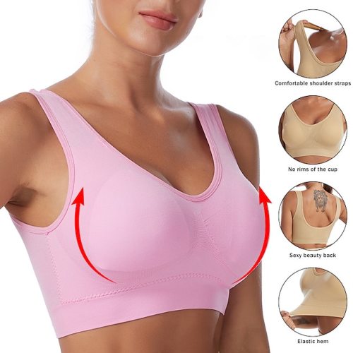 Underwear Women's Plus Size Deep U Comfortable Beauty Back Yoga Vest with Pads No Steel Ring Gathered Shock-proof Sports Bra