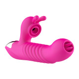 Two-Tongue Yutu Tongue Licking Telescopic Heating Vibrator Simulation Penis Female Sex Toy Masturbation Device