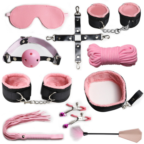 SM Sex Prop Set Training Female Leg Splitter Forced Breast Clamp Handcuffs Foot Handcuff Mouth Plug Binding Binding Tools