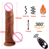 FemaleSimulation Phallus Masturbator Heated Electric Liquid Silicone Telescopic Rocking Vibrator Sex Toys