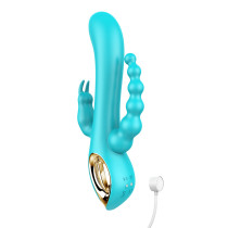 Three-head Vibrating Backyard vVaginal Clitoris Triple Stimulation New Silicone Rechargeable 10-Frequency Vibrating Rod Adult Products