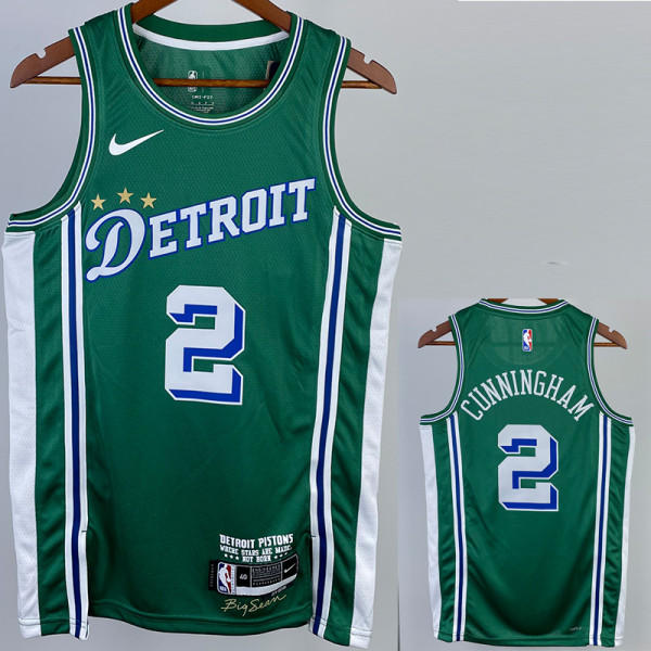22/23 Pistons CUNNINGHAM #2 Green City Edition Top Quality Hot Pressing NBA Jersey