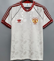 1991/1992 Man Utd Away White Retro Soccer Jersey