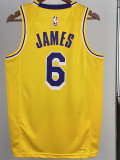 22/23 LAKERS JAMES #6 Yellow Top Quality Hot Pressing NBA Jersey(圆领)