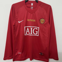 2007/2008 Man Utd home Red long sleeve Retro soccer jersey (长袖)(带胸前决赛字)