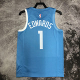 2019/2020 Timberwolves EDWARDS #1 Sky Blue Retro Top Quality Hot Pressing NBA Jersey
