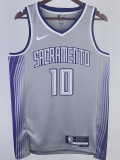 22/23 Kings SABONIS #10 Grey City Edition Top Quality Hot Pressing NBA Jersey