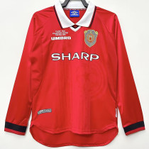1999/2000 Man Utd Home Long Sleeve Retro Soccer Jersey (长袖)(决赛版)