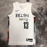22/23 NETS HARDEN #13 White City Edition Top Quality Hot Pressing NBA Jersey