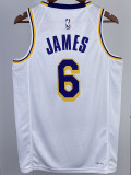 22/23 LAKERS JAMES #6 White Top Quality Hot Pressing NBA Jersey(圆领)