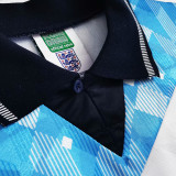 1990 England Blue White Red Retro Soccer Jersey