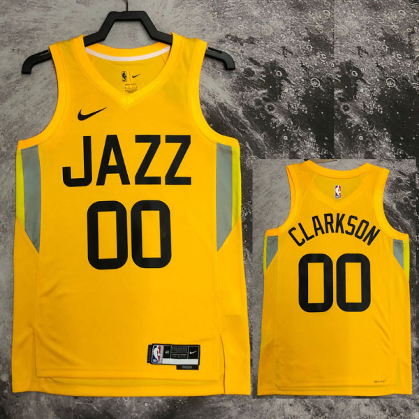 22/23 JAZZ CLARKSON #00 Yellow Top Quality Hot Pressing NBA Jersey