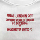 2010/2011 Man Utd Away White Retro Soccer Jersey (欧冠版、胸前字)