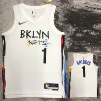 22/23 NETS BRIDGES #1 White City Edition Top Quality Hot Pressing NBA Jersey