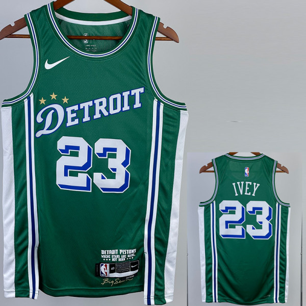 22/23 Pistons IVEY #23 Green City Edition Top Quality Hot Pressing NBA Jersey