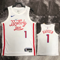 22/23 76ERS HARDEN #1 White City Edition Top Quality Hot Pressing NBA Jersey