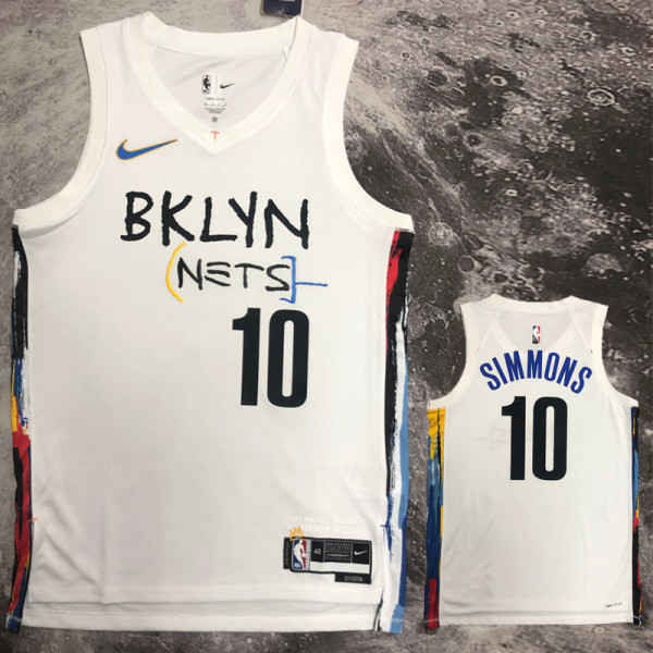 22/23 NETS SIMMONS #10 White City Edition Top Quality Hot Pressing NBA Jersey