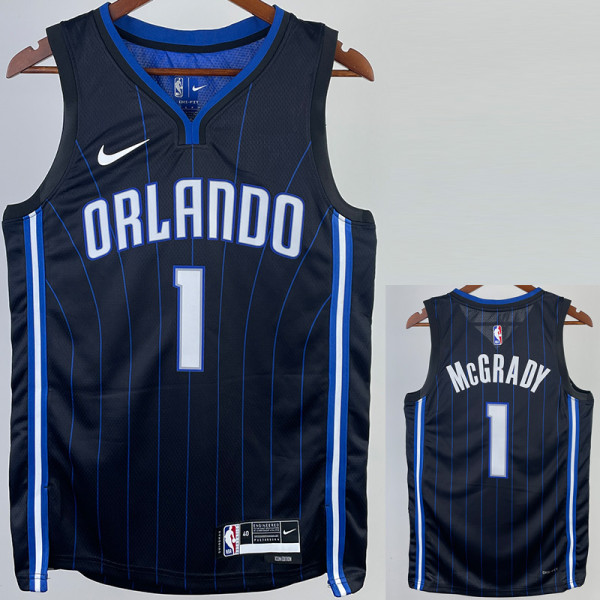 22/23 Magic MCGRADY #1 Black Top Quality Hot Pressing NBA Jersey（黑色条纹）