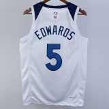 22/23 Timberwolves EDWAROS #5 White Top Quality Hot Pressing NBA Jersey