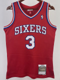 1996/97 76ERS IVERSON #3 Red Retro Top Quality Hot Pressing NBA Jersey