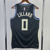 22/23 BUCKS LILLARD #0 Black Trapeze Iimited Top Quality Hot Pressing NBA Jersey(V领)