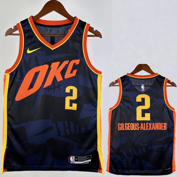 23/24 OKC Thunder GILGEOUS-ALEXANDER #2 Dark Blue City Edition Top Quality Hot Pressing NBA Jersey