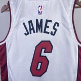 22/23 HEAT JAMES #6 White Top Quality Hot Pressing NBA Jersey (V领）