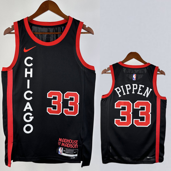 23/24 BULLS PIPPPEN #33 Black City Edition Top Quality Hot Pressing NBA Jersey