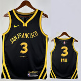 23/24 WARRIORS PAUL #3 Black City Edition Top Quality Hot Pressing NBA Jersey (V领)