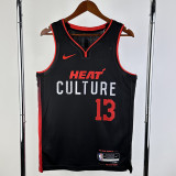 23/24 HEAT ADEBAYO #13 Black City Edition Top Quality Hot Pressing NBA Jersey (V领）